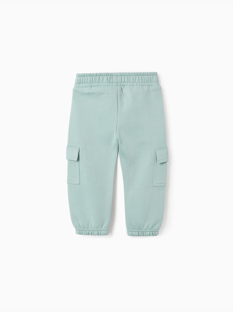 Jogpant en coton polyester peigné avec Poches Cargo Vert clair - Kiabi