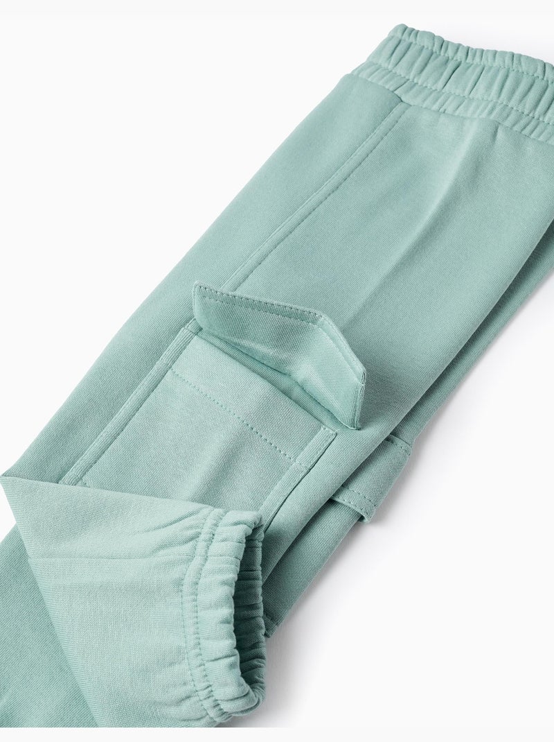Jogpant en coton polyester peigné avec Poches Cargo Vert clair - Kiabi