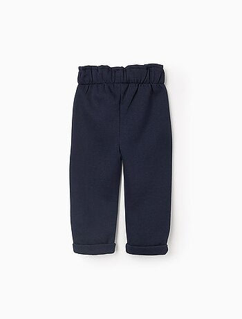 Jogpant en coton polyester peigné avec Taille Paperbag