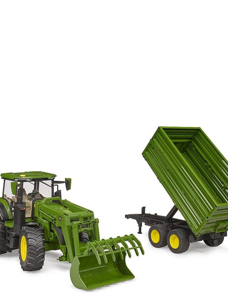 John Deere 7R avec chargeur avant et remorque avec attelage tandem Vert - Kiabi