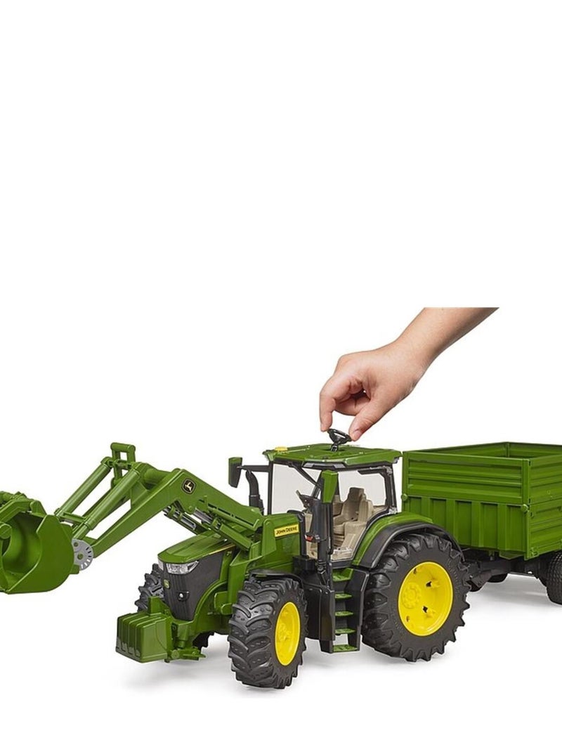 John Deere 7R avec chargeur avant et remorque avec attelage tandem Vert - Kiabi