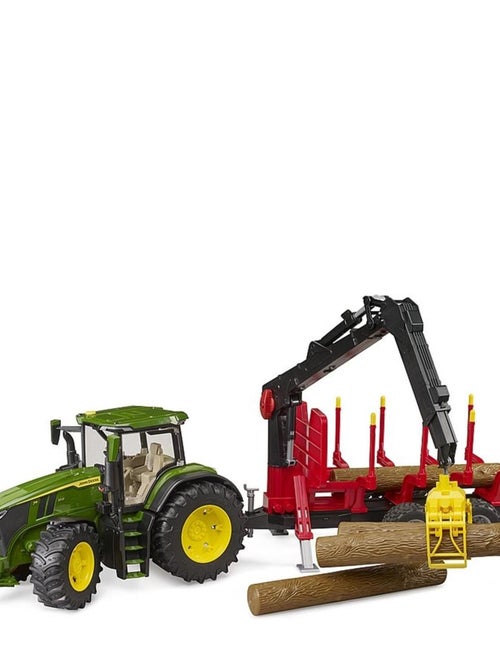 John Deere 7R avec remorque forestière et 4 troncs d'arbre - Kiabi