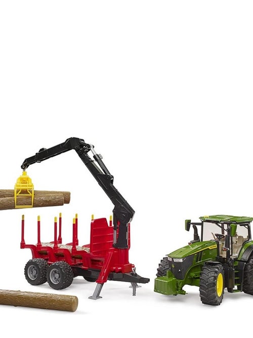 John Deere 7R avec remorque forestière et 4 troncs d'arbre - Kiabi