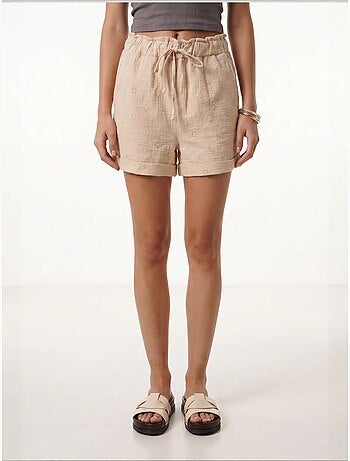 Joli mini-short taille haute à cordon de serrage avec détail de bordure istanbul