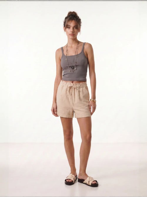 Joli mini-short taille haute à cordon de serrage avec détail de bordure istanbul - Kiabi Joli mini-short taille haute à cordon de serrage avec détail de bordure istanbul - Kiabi