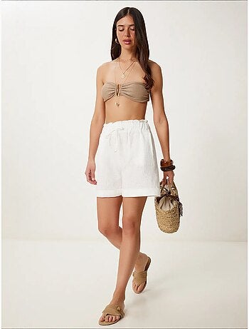 Joli mini-short taille haute à cordon de serrage avec détail de bordure istanbul