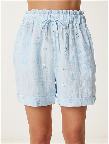 Joli mini-short taille haute à cordon de serrage avec détail de bordure istanbul
