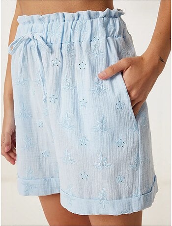 Joli mini-short taille haute à cordon de serrage avec détail de bordure istanbul