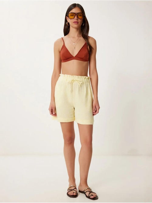 Joli mini-short taille haute à cordon de serrage avec détail de bordure istanbul - Kiabi Joli mini-short taille haute à cordon de serrage avec détail de bordure istanbul - Kiabi