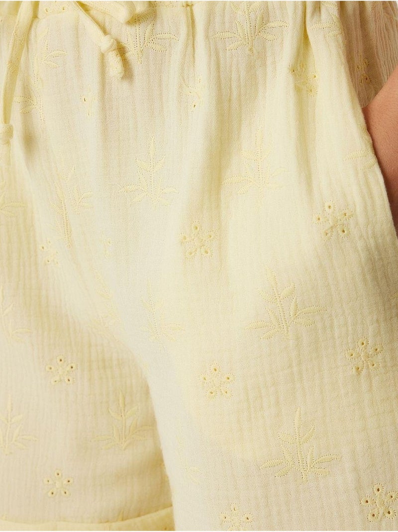 Joli mini-short taille haute à cordon de serrage avec détail de bordure istanbul Jaune citron - Kiabi