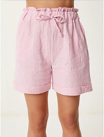 Joli mini-short taille haute à cordon de serrage avec détail de bordure istanbul