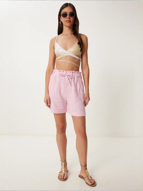 Joli mini-short taille haute à cordon de serrage avec détail de bordure istanbul - Kiabi