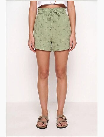 Joli mini-short taille haute à cordon de serrage avec détail de bordure istanbul