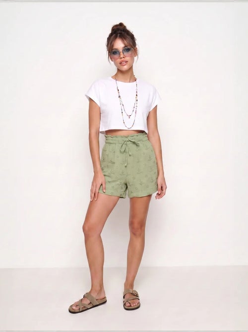 Joli mini-short taille haute à cordon de serrage avec détail de bordure istanbul - Kiabi Joli mini-short taille haute à cordon de serrage avec détail de bordure istanbul - Kiabi