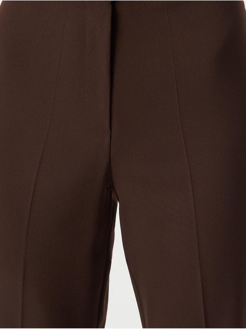 Joli pantalon évasé taille haute avec fermeture éclair istanbul Marron chocolat - Kiabi