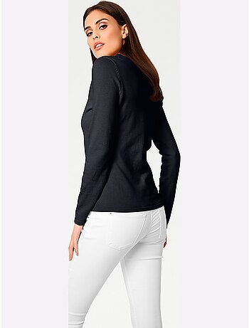 Joli Pull Basique à Encolure En V - Taille Standard - helline