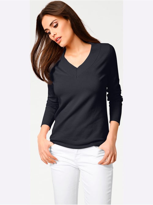 Joli Pull Basique à Encolure En V - Taille Standard - helline - Kiabi