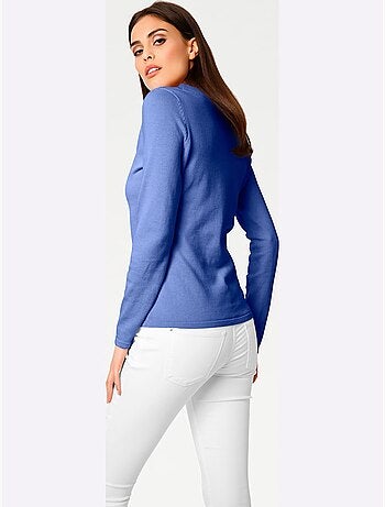 Joli Pull Basique à Encolure En V - Taille Standard - helline
