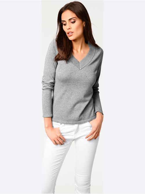 Joli Pull Basique à Encolure En V - Taille Standard - helline - Kiabi
