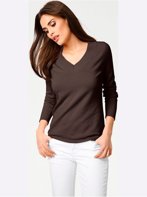 Joli Pull Basique à Encolure En V - Taille Standard - helline - Kiabi