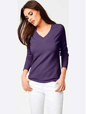 Joli Pull Basique à Encolure En V - Taille Standard - helline