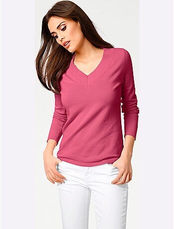 Joli Pull Basique à Encolure En V - Taille Standard - helline