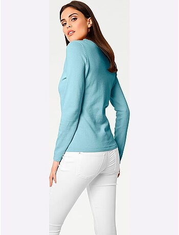 Joli Pull Basique à Encolure En V - Taille Standard - helline