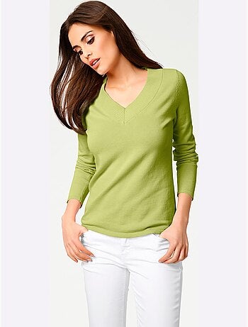 Joli Pull Basique à Encolure En V - Taille Standard - helline
