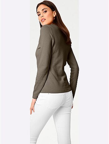 Joli Pull Basique à Encolure En V - Taille Standard - helline