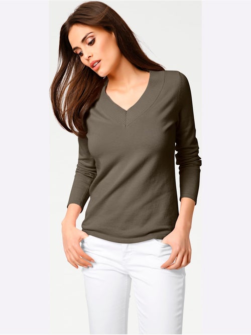 Joli Pull Basique à Encolure En V - Taille Standard - helline - Kiabi