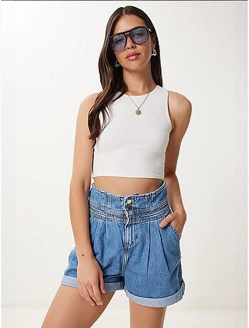 Joli short en jean taille haute avec poches istanbul
