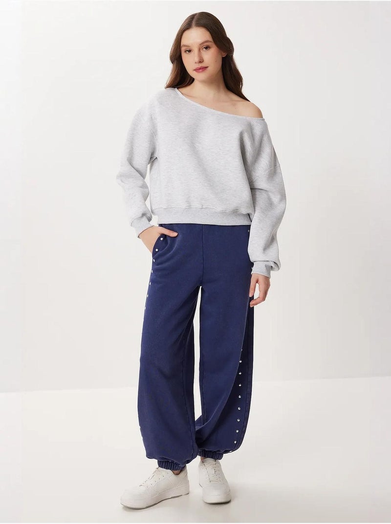 Joli sweat-shirt à enfiler à col asymétrique istanbul Gris clair - Kiabi