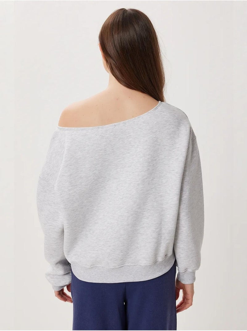 Joli sweat-shirt à enfiler à col asymétrique istanbul Gris clair - Kiabi