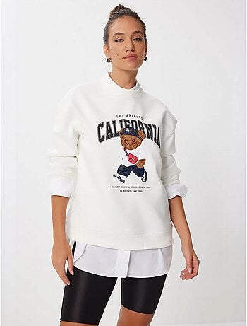 Joli sweat-shirt long imprimé à col rond istanbul