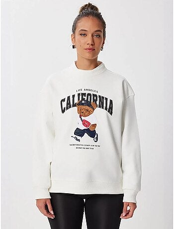 Joli sweat-shirt long imprimé à col rond istanbul