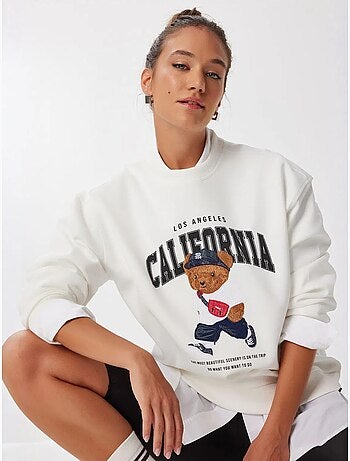 Joli sweat-shirt long imprimé à col rond istanbul