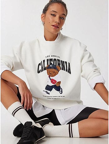 Joli sweat-shirt long imprimé à col rond istanbul