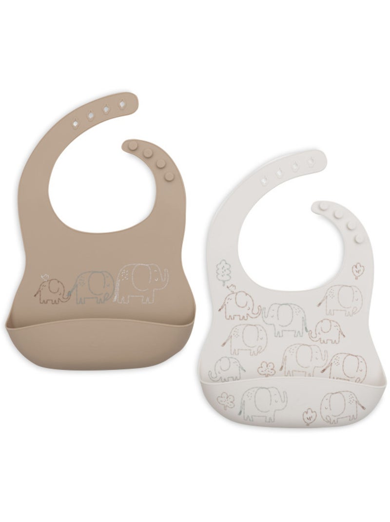 Jollein - Lot de 2 bavoirs en silicone Marron - Kiabi