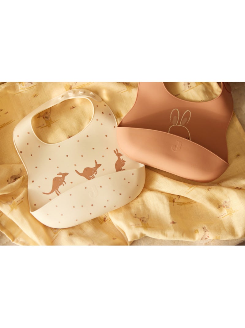 Jollein - Lot de 2 bavoirs en silicone Marron - Kiabi