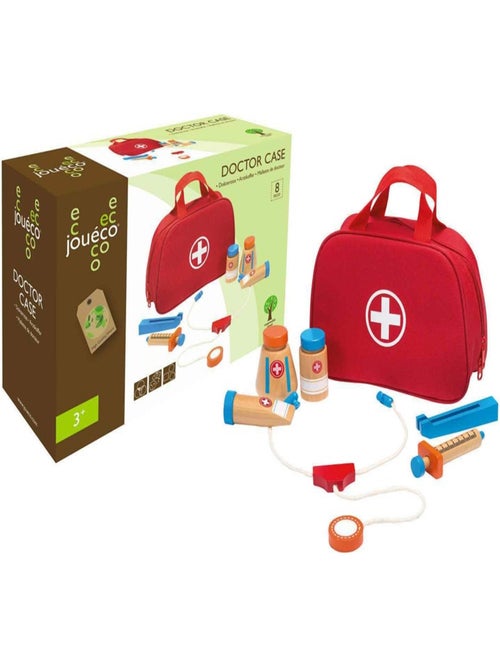 Jouéco Mallette de médecin avec accessoires en bois 8 pièces - Kiabi