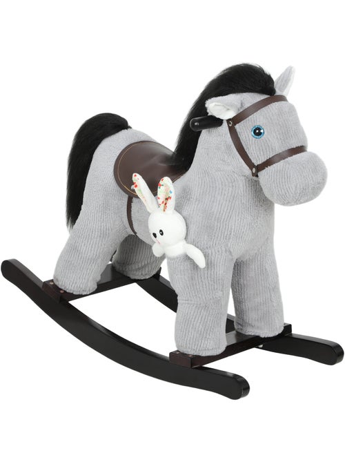 Jouet à bascule cheval pour enfant +12 mois aspect velours cotelé gris - Kiabi Jouet à bascule cheval pour enfant +12 mois aspect velours cotelé gris - Kiabi