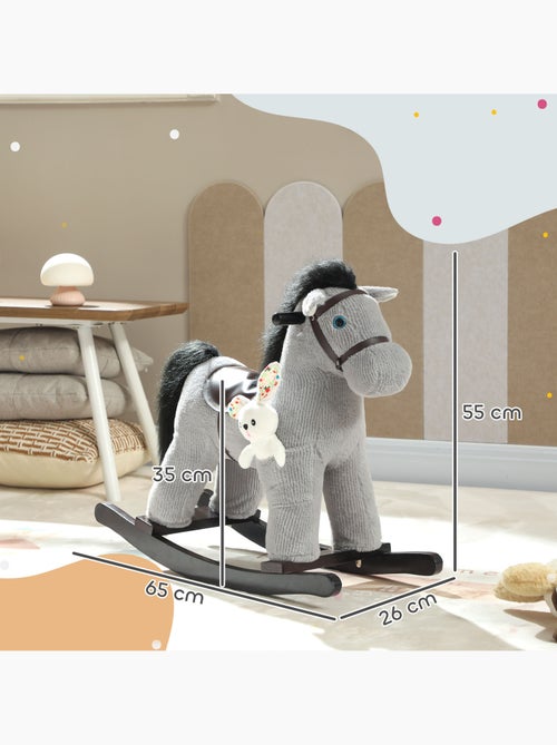 Jouet à bascule cheval pour enfant +12 mois aspect velours cotelé gris - Kiabi Jouet à bascule cheval pour enfant +12 mois aspect velours cotelé gris - Kiabi