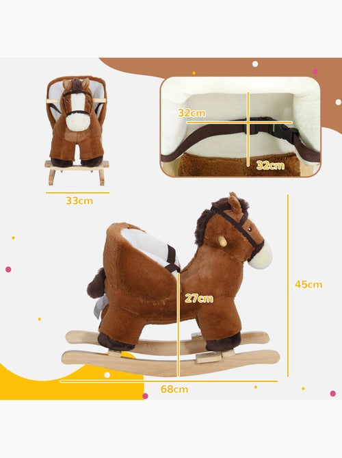 Jouet à bascule cheval pour enfant +18 mois effet sonore ceinture marron - Kiabi