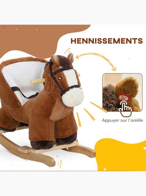 Jouet à bascule cheval pour enfant +18 mois effet sonore ceinture marron - Kiabi