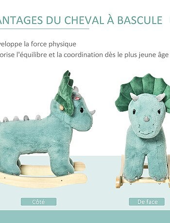 Jouet à bascule dinosaure effet sonore rugissement vert d'eau