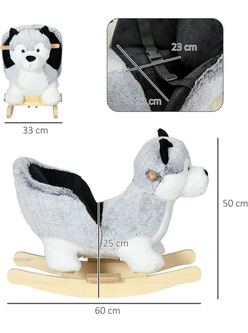 Jouet à bascule husky enfant +18 mois effet sonore siège ceinture gris - Kiabi Jouet à bascule husky enfant +18 mois effet sonore siège ceinture gris - Kiabi