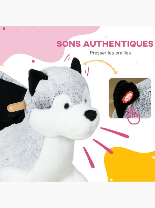 Jouet à bascule husky enfant +18 mois effet sonore siège ceinture gris - Kiabi Jouet à bascule husky enfant +18 mois effet sonore siège ceinture gris - Kiabi
