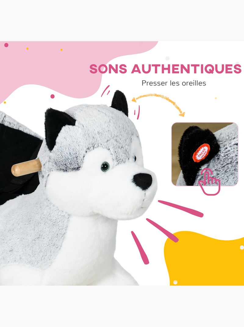 Jouet à bascule husky enfant +18 mois effet sonore siège ceinture gris Gris - Kiabi