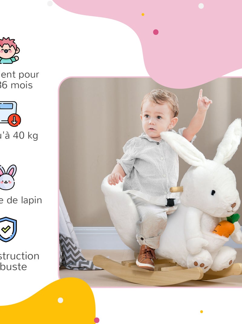 Jouet à bascule lapin siège ceinture Blanc Blanc - Kiabi