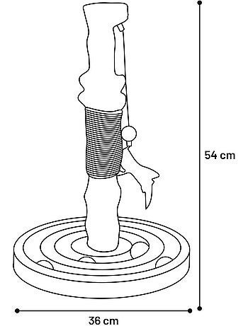 Jouet a griffer kofti pour chat arbre interactif avec circuit 54cm